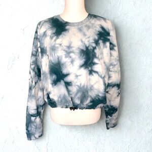Cobble Lane Cropped Tye Dye Sweatshirt Women Size Large Cotton Blend